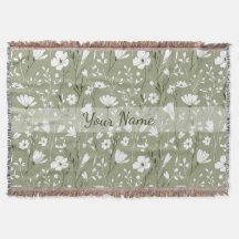Boho Floral Flores Silvestres Verde Salvia Persona