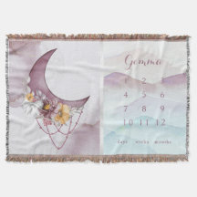 Boho Floral Moon Milestone Baby Blanket