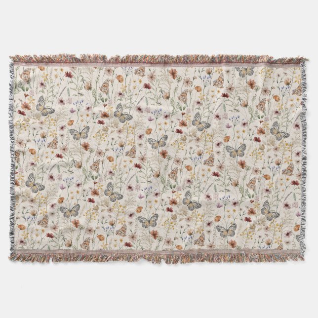 Cobertor Boho Floral Throw Blanket (Frente)
