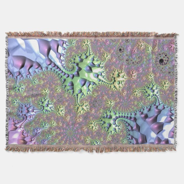 Cobertor Boho Hippie Groovy Shiny Colorful Rainbow Fractal (Frente)
