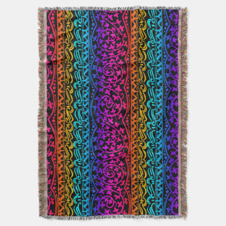 Cobertor Boho Mandala Rainbow Flower & Leaf Throw Blanket