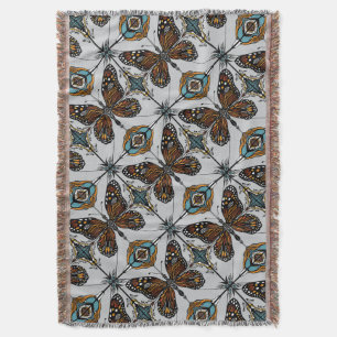 Cobertor Boho Monarch Butterfly Inspirou Azulejo Diagonal