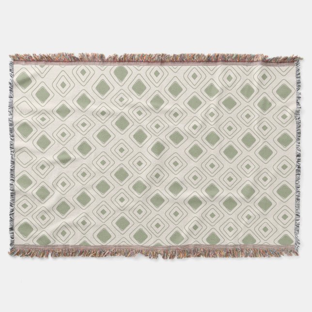 Cobertor Boho Neutral Sage Geométrico Aztec Padrão (Frente)