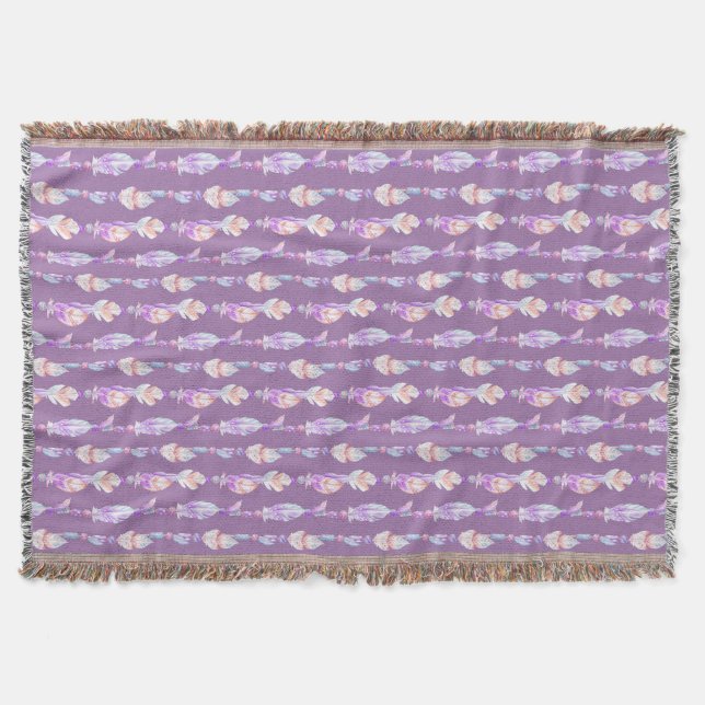 Cobertor Boho penas miçanga aquarela padrão (Frente)