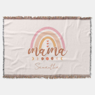 Cobertor Boho Rainbow Mama com Fases da Lua