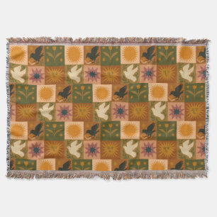 Cobertor Boho Retro Celestial Sun Moon