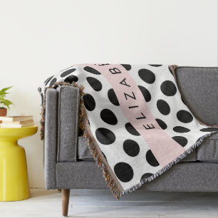 Cobertor Bolinhas Pretas e Brancas, Pontas, Seu Nome