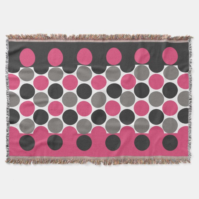 Cobertor Bolinhas rosa e Cinza (Frente)