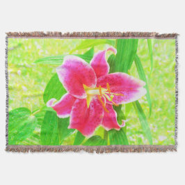 Cobertor Bonito Stargazer Rosa Profundo Lily no Verde limão