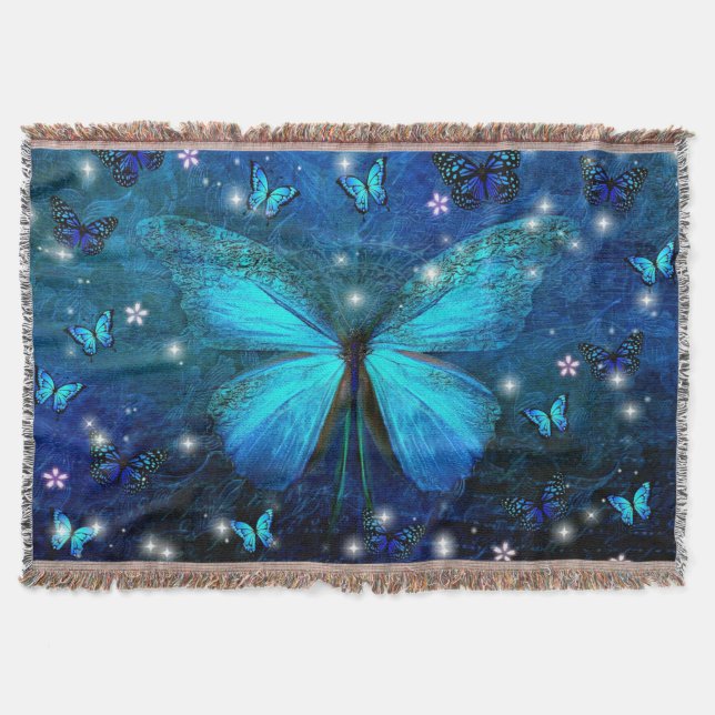 Cobertor Borboleta Azul Elegante (Frente)