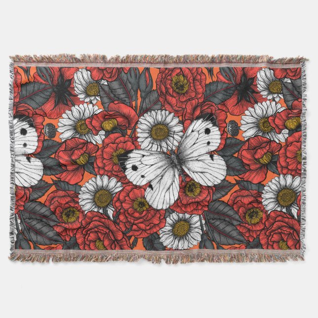 Cobertor Borboleta branca e rosas (Frente)