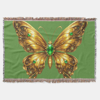 Cobertor Borboleta de Cristal Esmeralda Dourada