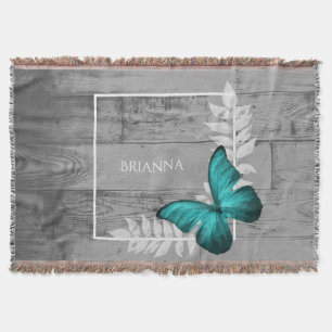 Cobertor Borboleta Teal Rustic Personalizado Lâmpada