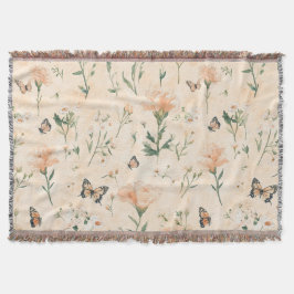 Cobertor Borboletas de Pêssego Floral