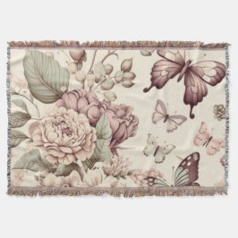 Cobertor Borboletas e flores decoração pastosa