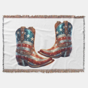 Cobertor Botas de Cowboy Bandeira Americana Bling