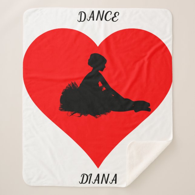 cobertor branco da Ballerina com um coração vermel (Frente)