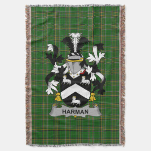 Cobertor Brasão de Armas da Família Harman Irlandesa Crest