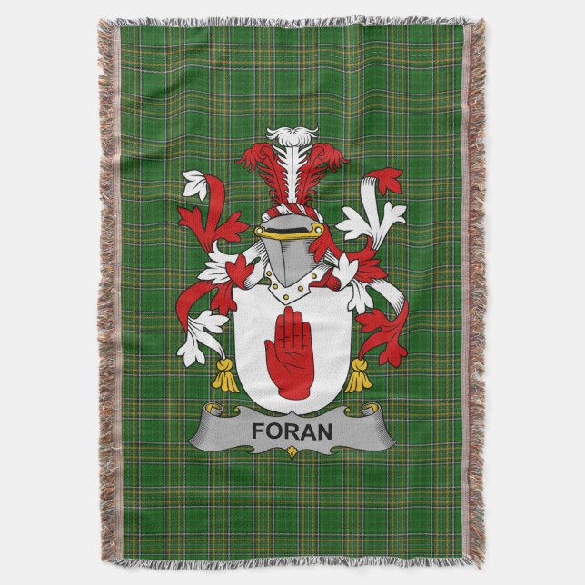 Cobertor Brasão de Armas Irlandês Foran ou O_Foran Crest da (Frente Vertical)