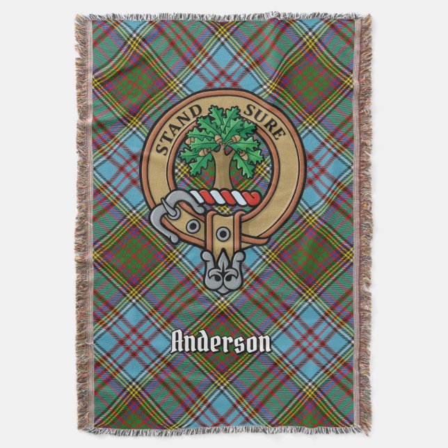 Cobertor Brasão do Clã Anderson sobre Tartan (Frente Vertical)