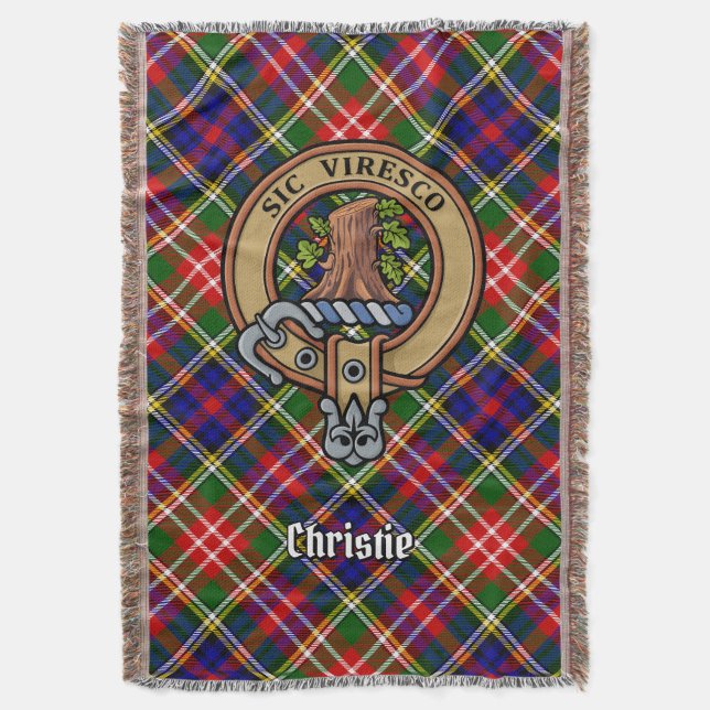 Cobertor Brasão do Clã Christie sobre Tartan (Frente Vertical)