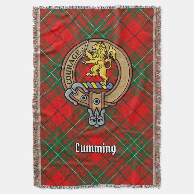 Cobertor Brasão do Clã Cumming sobre Tartan (Frente Vertical)