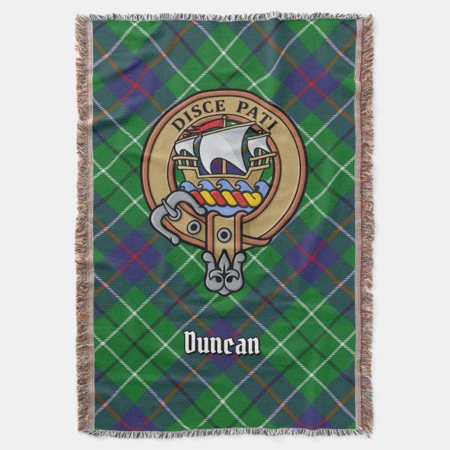 Cobertor Brasão do Clã Duncan sobre Tartan (Frente Vertical)