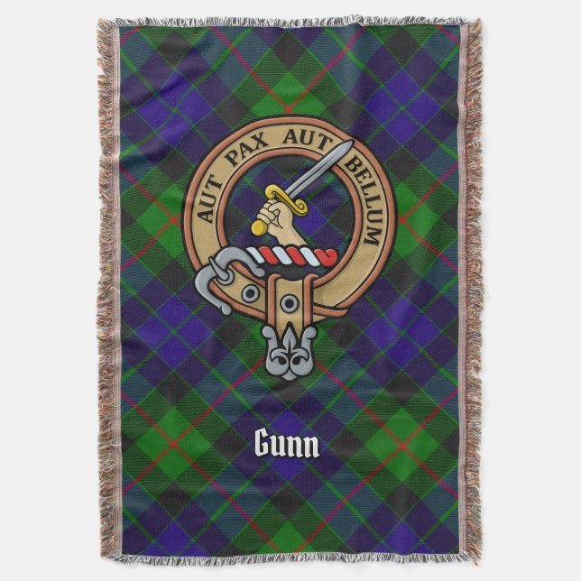 Cobertor Brasão do Clã Gunn sobre Tartan (Frente Vertical)