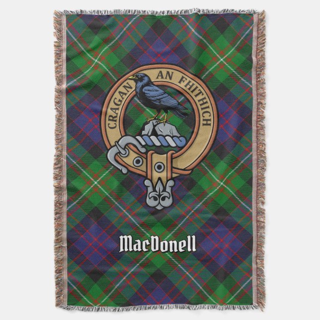 Cobertor Brasão do Clã MacDonell de Glengarry sobre Tartan (Frente Vertical)