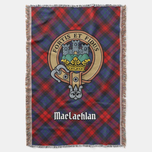 Cobertor Brasão do Clã MacLachlan sobre Tartan (Frente Vertical)