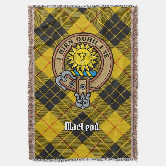 Cobertor Brasão do Clã MacLeod de Lewis sobre Tartan (Frente Vertical)