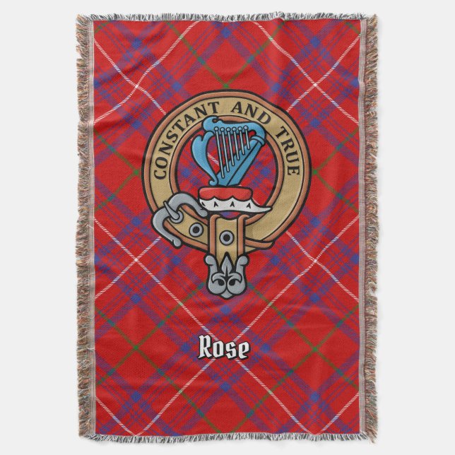 Cobertor Brasão do Clã Rose sobre Tartan (Frente Vertical)