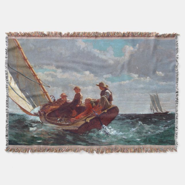 Cobertor Breezing Up A Fair Wind 1876 Winslow Homer (Frente)