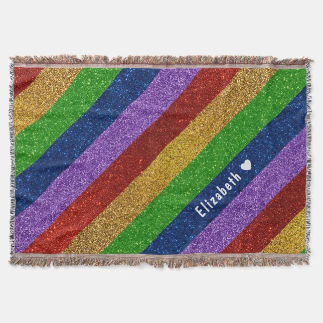 Cobertor Brilhante e brilhante Rainbow Faux Glitter Striter (Frente)