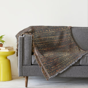 Cobertor Bronze moderno e elegante de padrão tribal marroqu