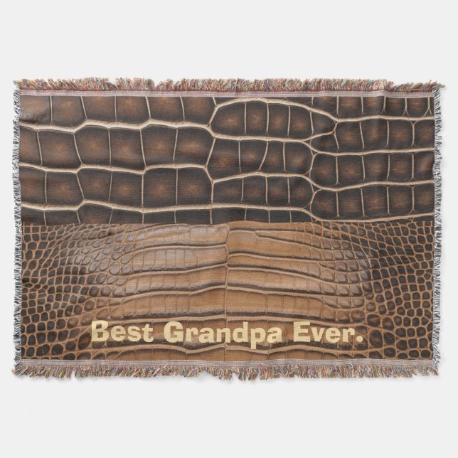 Cobertor Brown Faux Alligator Leather Best Grandpa Nunca (Frente)