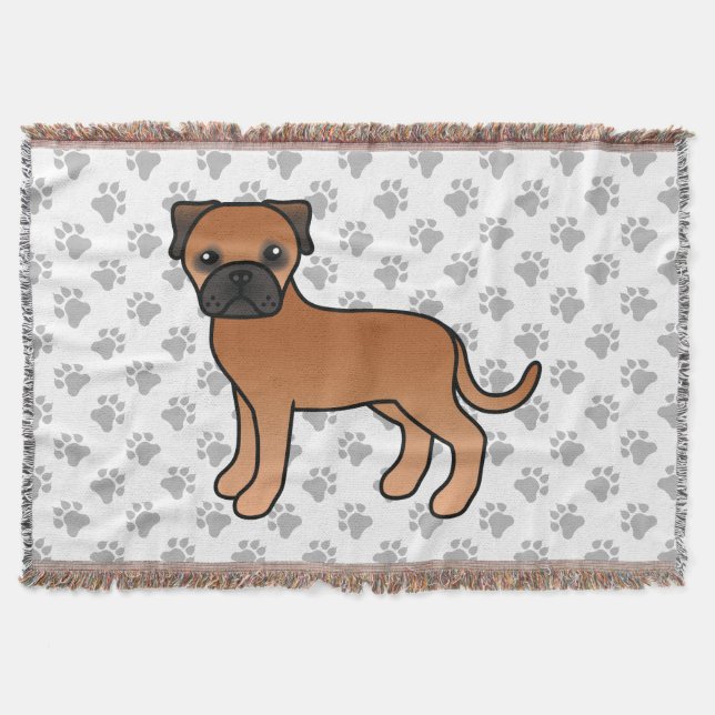 Cobertor Bullmastiff Vermelho Cachorro de Desenho Animado F (Frente)