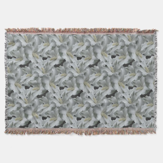 Cobertor Buquê de Flores de Hibisco Branco (Frente)