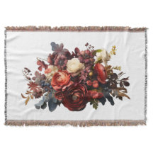 Burgundy Marrom Coral Branco Floral Temperamental