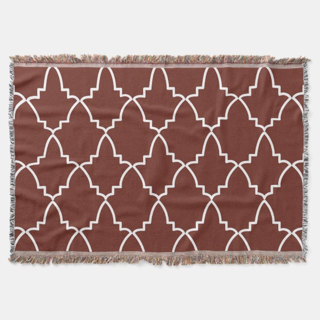 Cobertor Burgundy Marroquino Lattice Pattern (Frente)