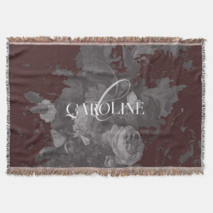 Cobertor Burgundy Vintage Floral Still Life Na moda