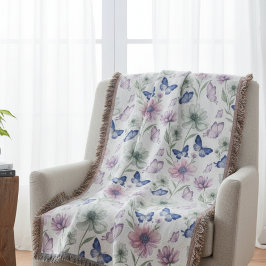 Cobertor Butterfly Floral Pattern Throw Blanket
