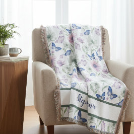 Cobertor Butterfly Floral Pattern Throw Blanket