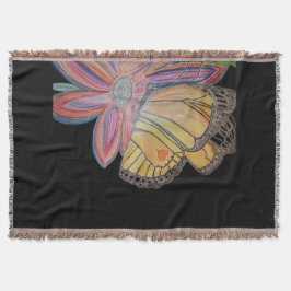 Cobertor Butterfly landing on flower Throw Blanket