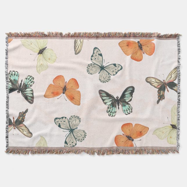 Cobertor Butterfly Pattern Fleece Cotton Throw Blanket (Frente)