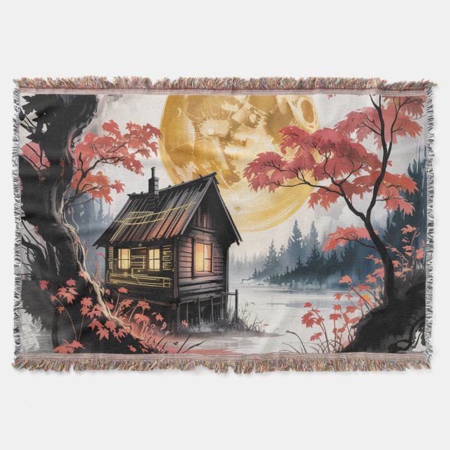 Cobertor Cabana ao Luar Floresta Japonesa Arte (7) (Frente)