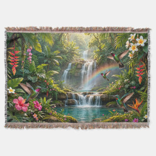 Cobertor Cachoeiras Arco-íris Beija-flores Esconderijo Trop