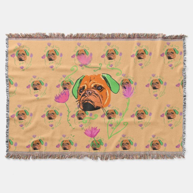Cobertor Cachorro bulldog francês neon (Frente)