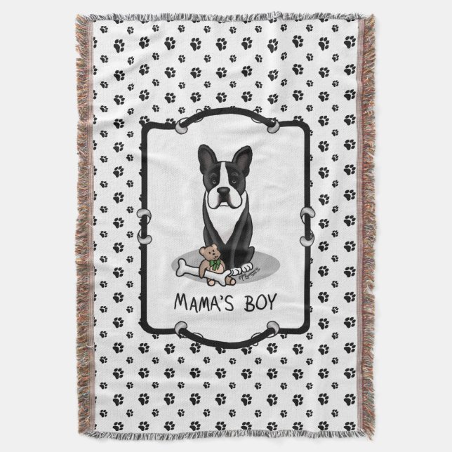 Cobertor Cachorro do menino da mãe, Boston Terrier (preto) (Frente Vertical)