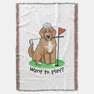 Cobertor Cachorro Goldendoodle Jogando Golfe (whmk2 vermelh